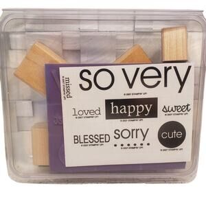 Stampin Up So Very Stamp Set Wood Mounted Rubber Stamps Blessed Happy